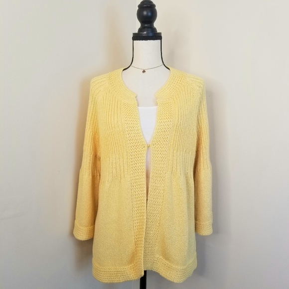 Chico's Sweaters - Women's Chico's yellow peplum sweater cardigan XL